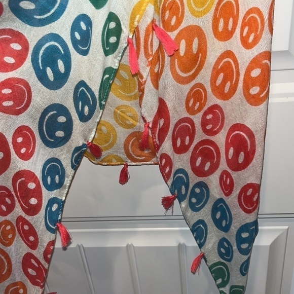 Cute smiley face rainbow lightweight poncho coverup one size boho hippie - Picture 6 of 16